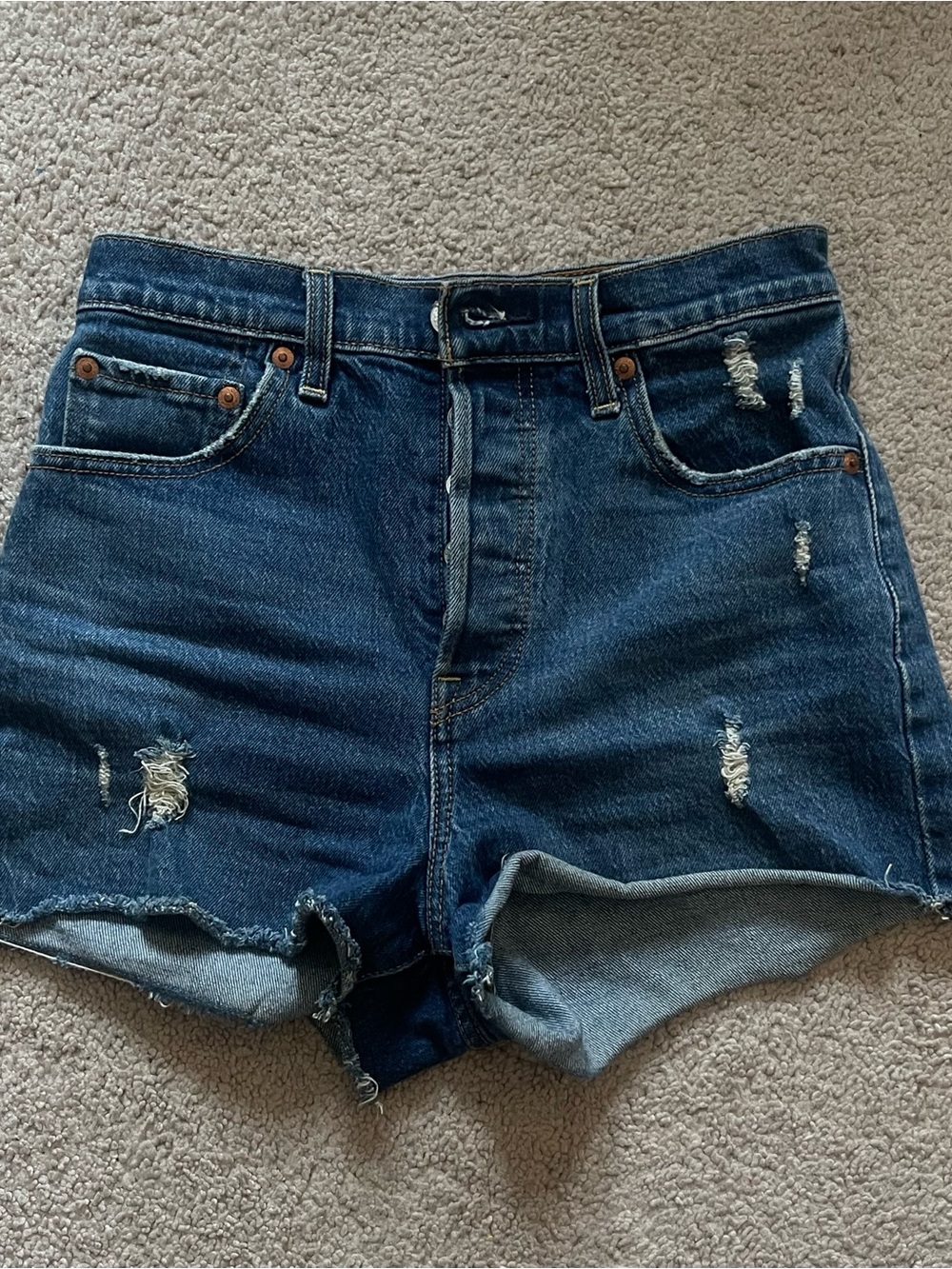 Levi's Dark Blue Hem Jean Shorts